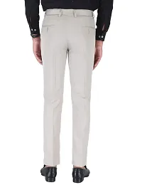 Men Regular Fit Grey Cotton Blend Trousers-thumb1