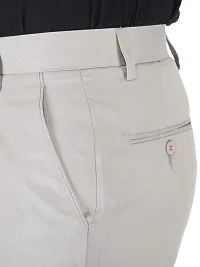 Men Regular Fit Grey Cotton Blend Trousers-thumb2