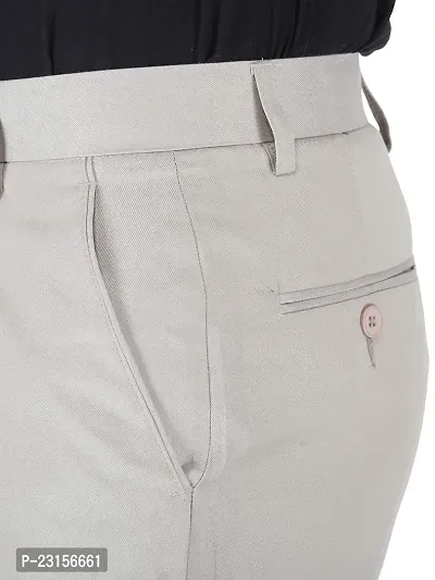 Men Regular Fit Grey Cotton Blend Trousers-thumb3