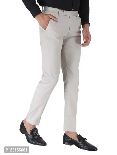 Men Regular Fit Grey Cotton Blend Trousers-thumb4