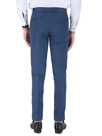 Men Regular Fit Blue  Cotton Blend Trousers-thumb1