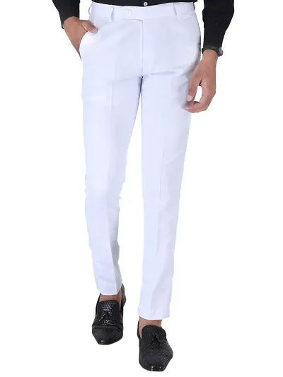 Stylish Cotton Blending Solid Formal Trouser For Men