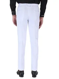 Men Regular Fit White Cotton Blend Trousers-thumb1