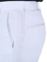 Men Regular Fit White Cotton Blend Trousers-thumb3