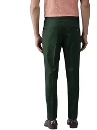 Olive Cotton Blend Mid Rise Formal Trousers-thumb1