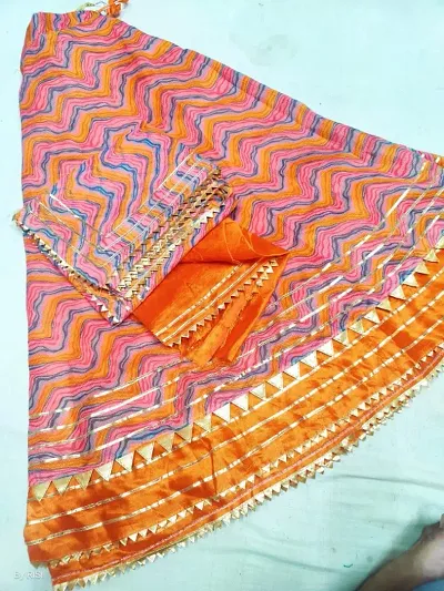 Attractive Chanderi Silk Semi Stitched Gotta Patti Lehenga Cholis With Dupatta For Women