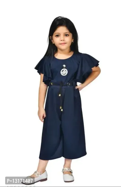 Trendy Polyester Solid Basic Jumpsuit for Girls