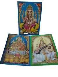 3 Photo wood Laminations Lord Ganesh/Ganapati Photo, Saraswathi,  Lakshmiji, Kuberji Small Size,6x8in) Pack of 3-thumb1