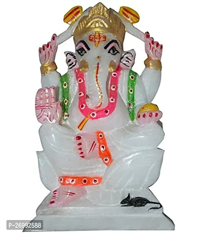 White Marble Lord Ganesh Idol For Home Use 6 Inch