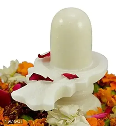 Stoneware Lack Sawan Shivling For Temple Purpose - 5 Inch,White-thumb0