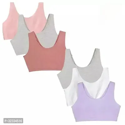 Stylish Cotton Blend Solid Non Padded Bra For Women Pack Of 6-thumb0