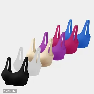 Stylish Cotton Blend Solid Non Padded Bra For Women Pack Of 6-thumb0