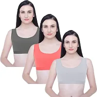 Orbit Explore Women's Cotton Solid Wire Free Adjustable Lightweight Seamless Casual Wedding Bra - Pack of 3 (1226)-thumb2