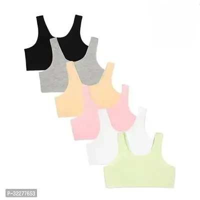 Stylish Multicoloured Cotton Blend Solid Bras For Women Pack Of 6-thumb0