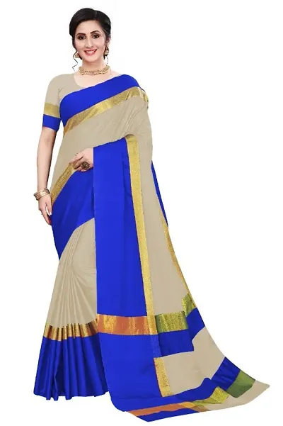 Multicoloured Cotton Silk Saree with Blouse piece