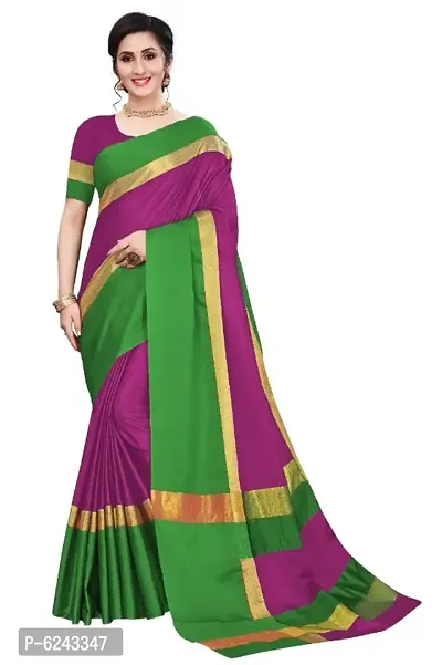 Stylish Cotton Silk Embellished Saree With Blouse Piece For Women-thumb0