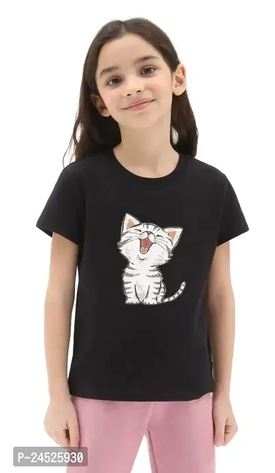 Girls Cat Printed Tshirt