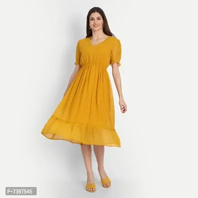 Women Fit And Flared  Bell Sleeves Dress-thumb0