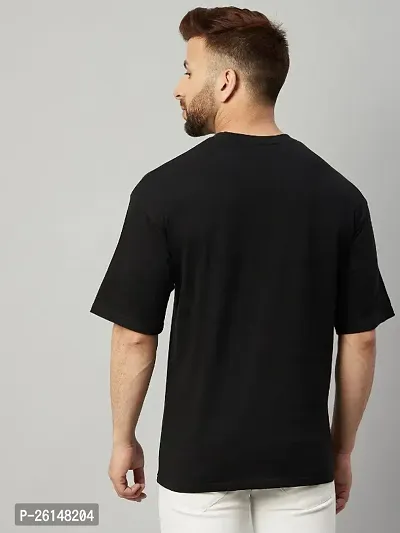 Men Solid Round Neck Half Oversize Casual T-Shirt-thumb2