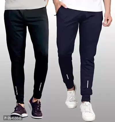 Mens Solid Regular Fit Polyster Fabric Casual Track pants Combo (Pack of 2)-thumb0