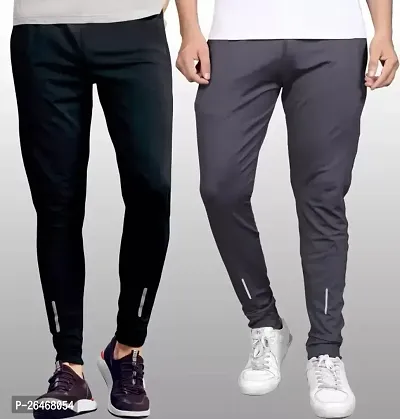 Mens Solid Regular Fit Polyster Fabric Casual Track pants Combo (Pack of 2)