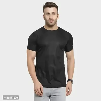 Mens Round Neck Half Sleeve Plain Dry Fit T-Shirts-thumb0