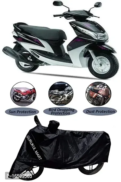 amaha Ray ZR Water Resistant - Dust Proof - Full Body cover For All Weather Conditions Bike and Scooty Two Wheeler Body Cover with Side Mirror Pocket. black color-thumb0