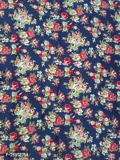 Elegant Multicoloured Crepe Floral Print Fabric (by meter) For Women-thumb0