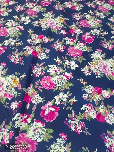 Elegant Multicoloured Crepe Floral Print Fabric (by meter) For Women-thumb0
