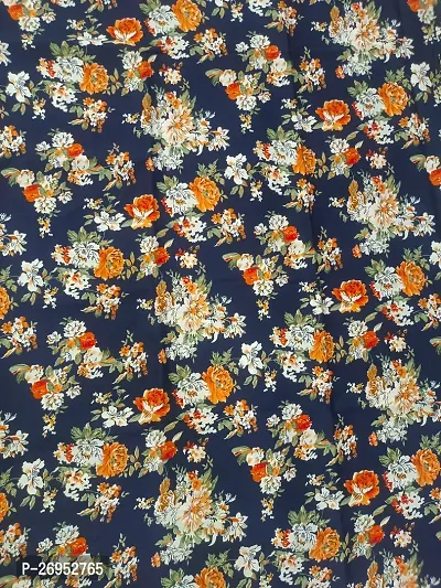 Elegant Multicoloured Crepe Floral Print Fabric (by meter) For Women-thumb4