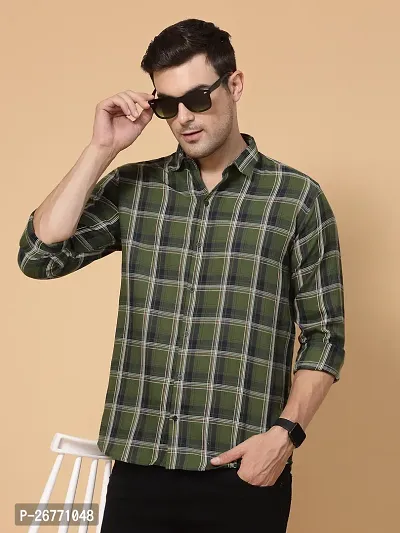 Stylish Cotton Checked Long Sleeves Casual Shirts For Men-thumb0