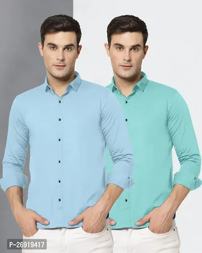 Reliable Multicoloured Polycotton Solid Casual Shirts For Men Pack Of 2