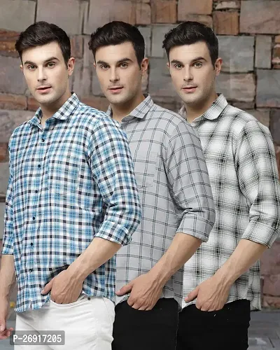 Stylish Multicoloured Polycotton Checked Regular Fit Casual Shirt For Men Pack Of 3