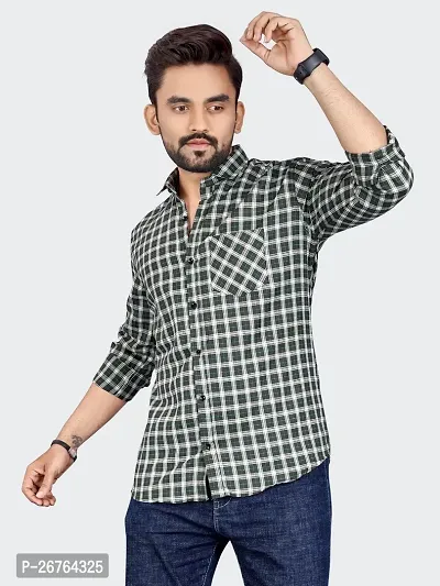 Blue Polyester Long Sleeves Checked Causal Shirts For Men