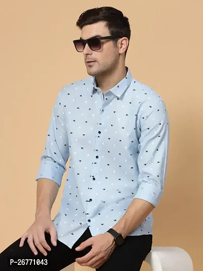 Stylish Polycotton Printed Long Sleeves Casual Shirts For Men