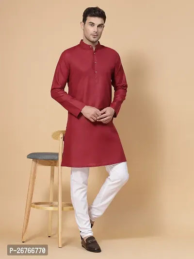 Stylish Men Cotton Solid Knee Length Kurta