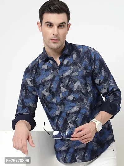 Stylish Polycotton Printed Long Sleeves Casual Shirts For Men
