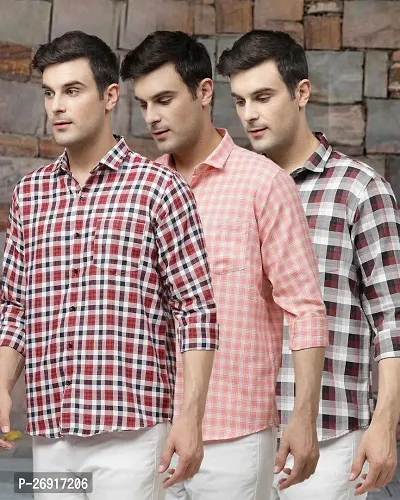 Stylish Multicoloured Polycotton Checked Regular Fit Casual Shirt For Men Pack Of 3