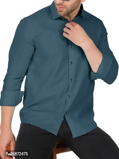Stylish Blue Polycotton Long Sleeves Shirt For Men