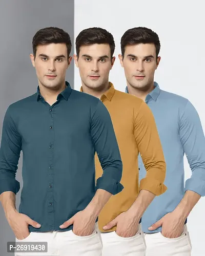 Reliable Multicoloured Polycotton Solid Casual Shirts For Men Pack Of 3
