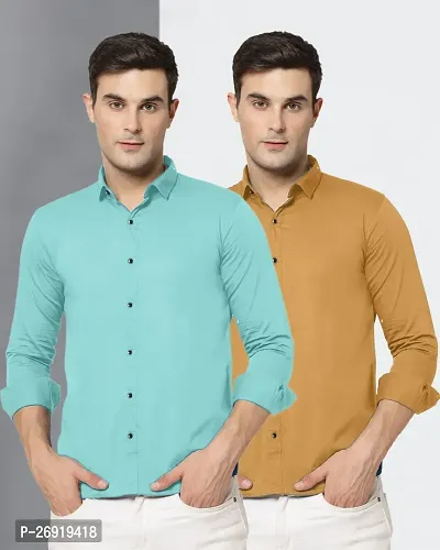 Reliable Multicoloured Polycotton Solid Casual Shirts For Men Pack Of 2