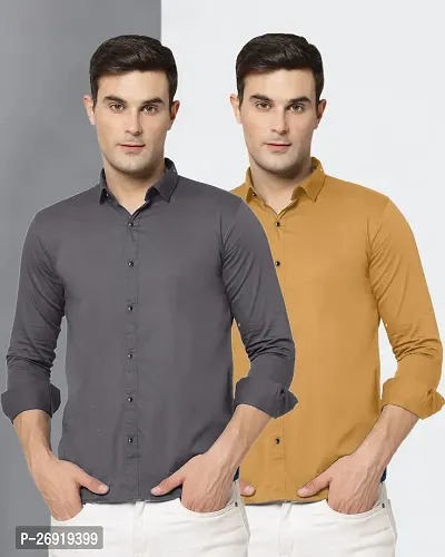 Reliable Multicoloured Polycotton Solid Casual Shirts For Men Pack Of 2