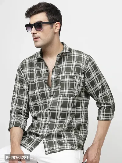 BLue Polyester Long Sleeves Checked Causal Shirts For Men-thumb0