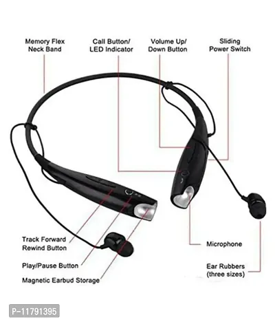 ACCRUMA H.B.S 730 Wireless Neckband Bluetooth Earphone Headset Earbud Portable Headphone Handsfree Sports Running Sweatproof Compatible Android Smartphone Noise Cancellation-thumb3