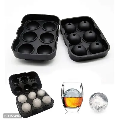 Mbuys Mall Flexible Hot Silicone Spherical 6 Round Ball Ice Cube Tray Maker Mold with Lid Perfect Ice Spheres for Whiskey Lovers Cocktails-thumb3