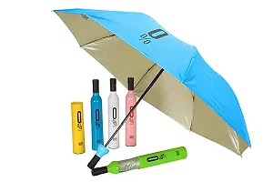 Mbuys Mall Ultra Umbrella Double Layer Folding Portable Umbrellas with Bottle Cover for UV Protection & Rain | Outdoor Unisex for Women & Men(Assorted Color)(Multi Color)-thumb3