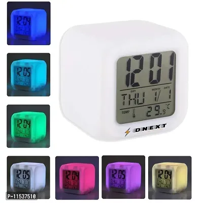 Mbuys Mall 7 Colour Changing LED Digital Alarm Clock with Date, Time, Temperature for Office Bedroom-thumb5