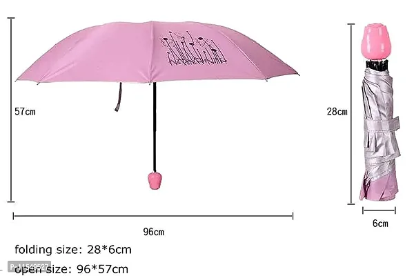 Rose Flower Case Umbrella Lightweight Waterproof UV Protection Mini Compact Foldable Design Travel Umbrella with Waterproof and Compact Bottle for Monsoon and Summer-multi color-thumb3