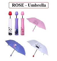 Rose Shape Flower Case Lightweight Waterproof UV Protection Mini Folding Creative Umbrella with Compact Bottle (Multicolour)-thumb3