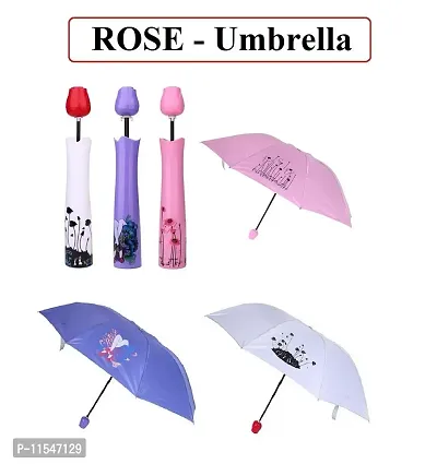 Rose Shape Flower Case Lightweight Waterproof UV Protection Mini Folding Creative Umbrella with Compact Bottle (Multicolour)-thumb4